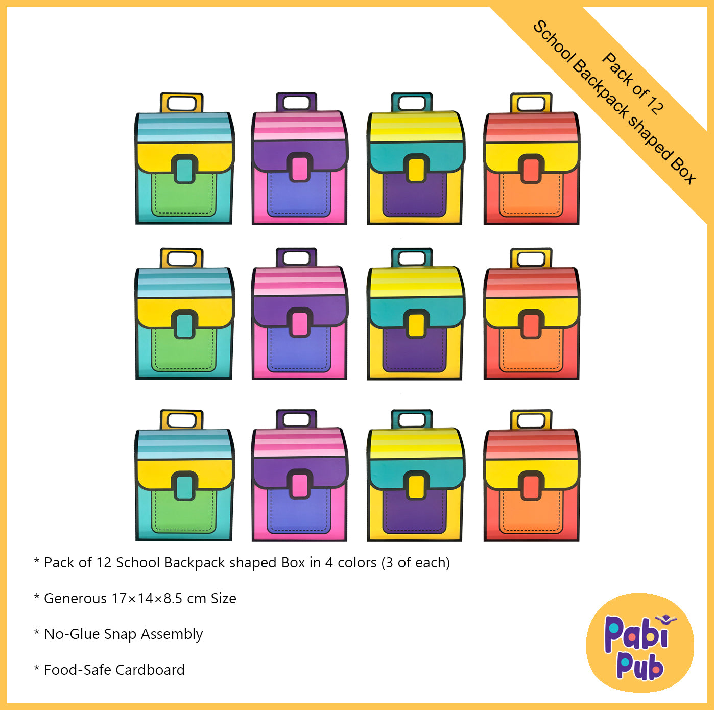 Pack of 12 School Backpack-Style Gift Box Set