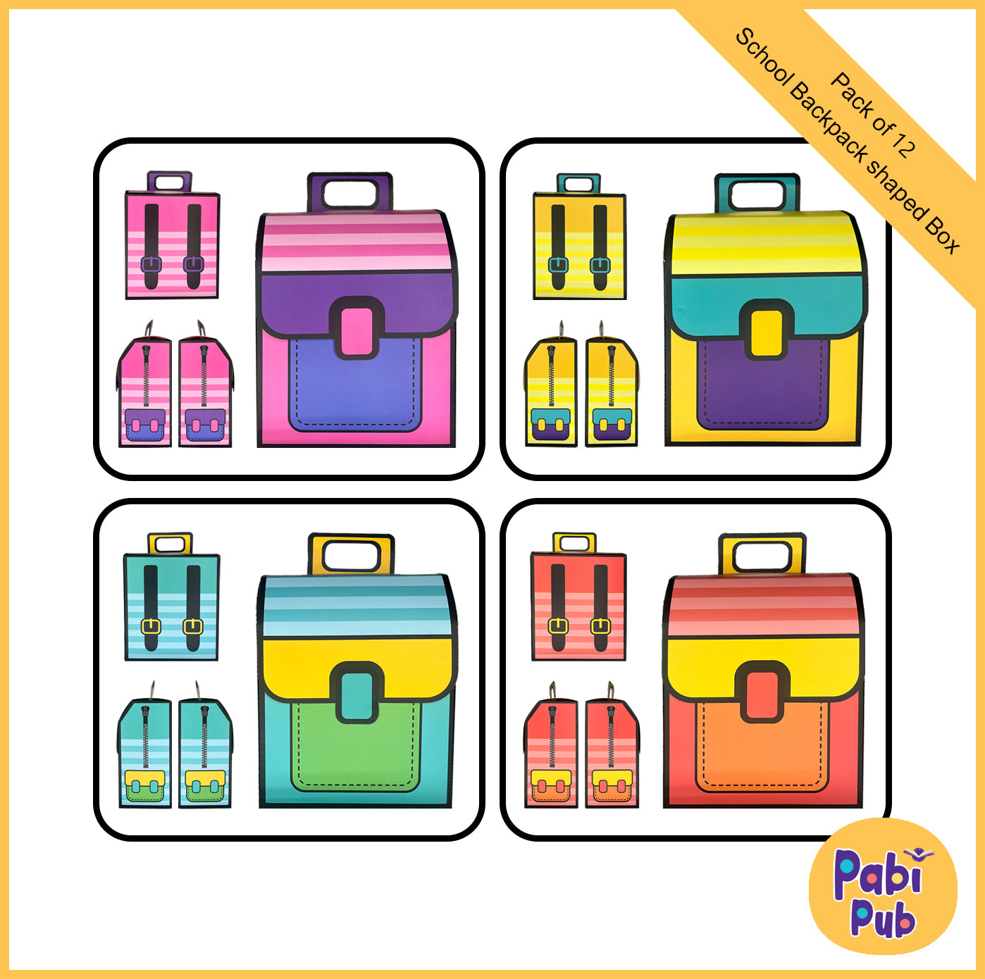 Pack of 12 School Backpack-Style Gift Box Set